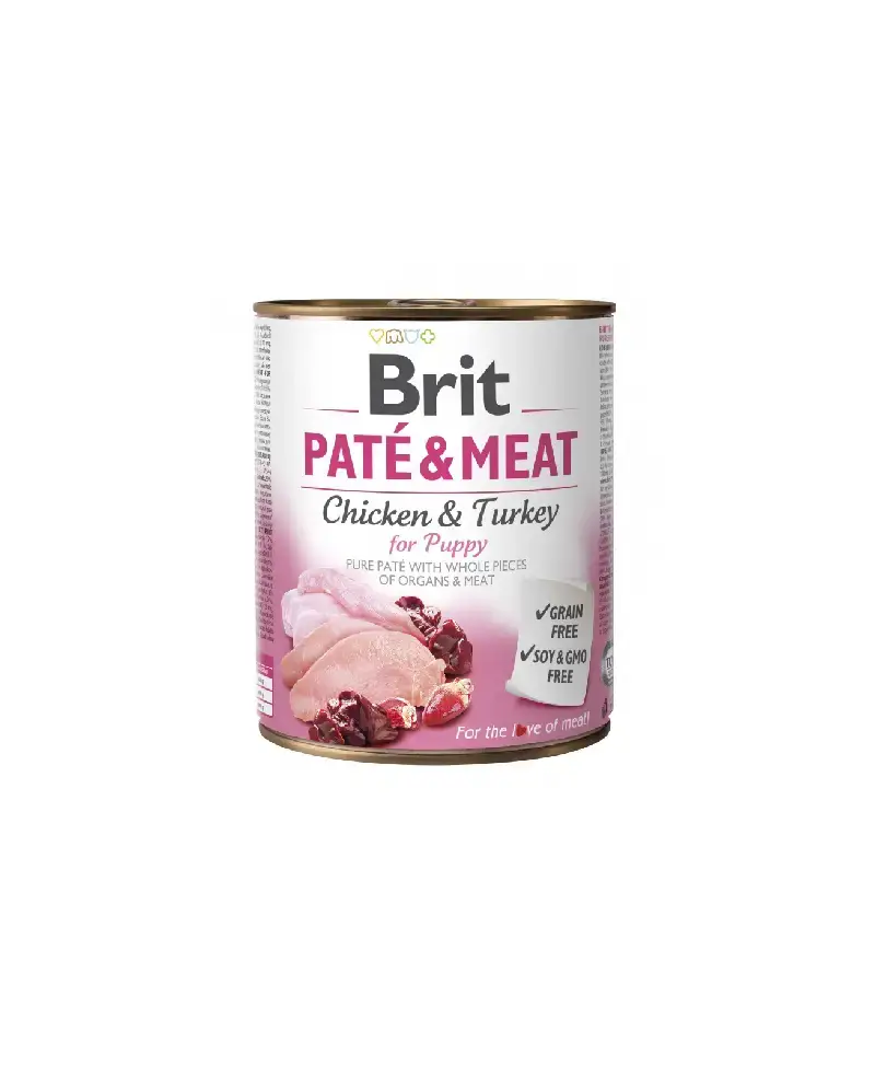 BRIT Paté & Meat Chicken & Turkey For Puppy 800g