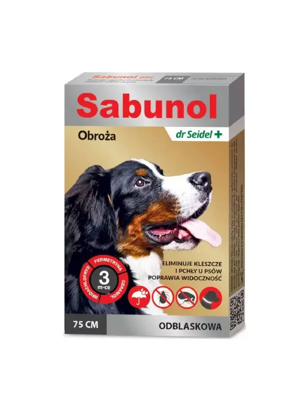 Sabunol obroża odblaskowa przeciw kleszczom i pchłom dla psów 75cm