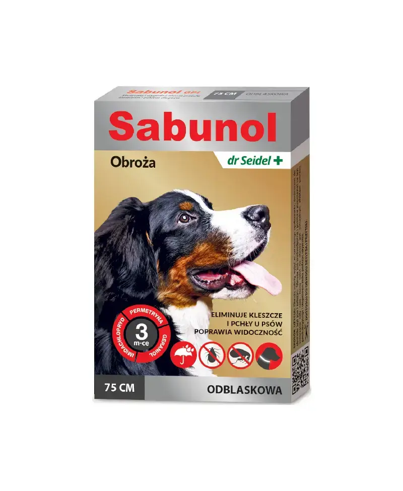 Sabunol obroża odblaskowa przeciw kleszczom i pchłom dla psów 75cm