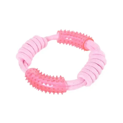 Sznur dla psa z gryzakiem TPR 18cm różowy