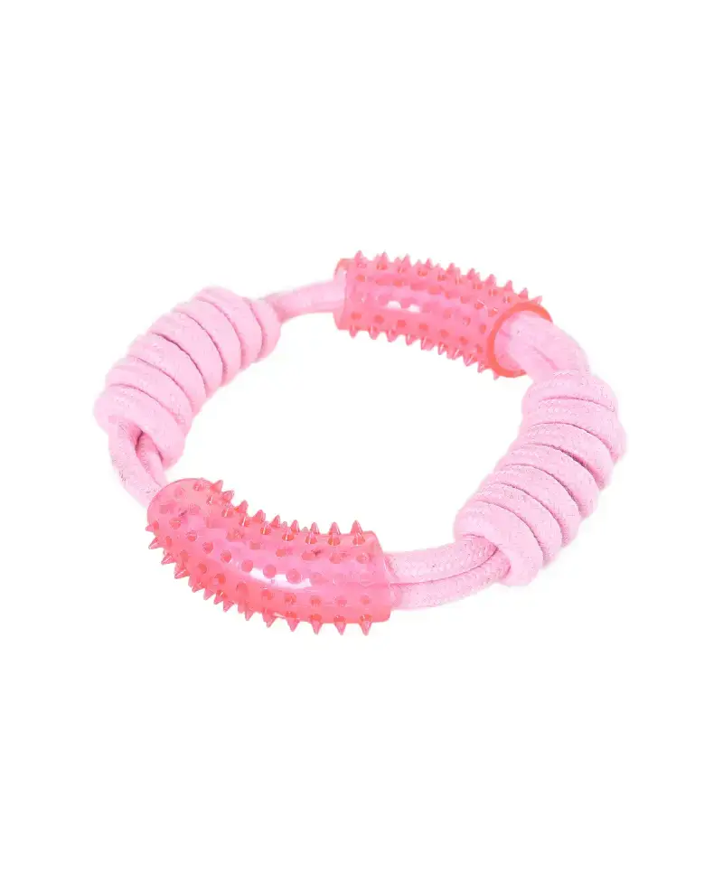 Sznur dla psa z gryzakiem TPR 18cm różowy