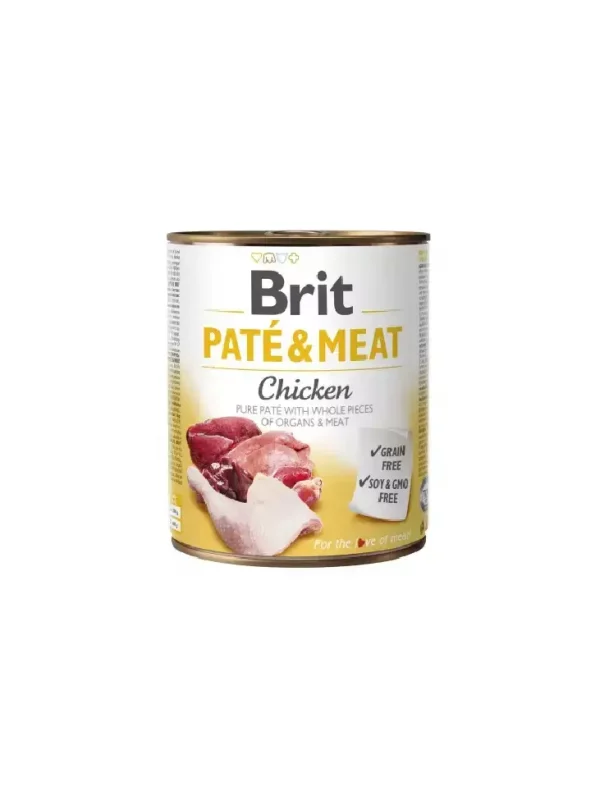 Brit Pate & meat dog chicken kurczak karma mokra dla psa 800 g