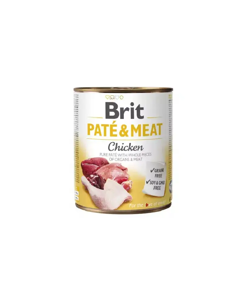 Brit Pate & meat dog chicken kurczak karma mokra dla psa 800 g