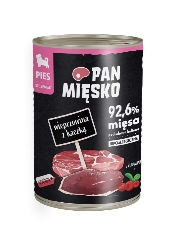 Pan Mięsko Wieprzowina z kaczką dla szczeniąt 400g