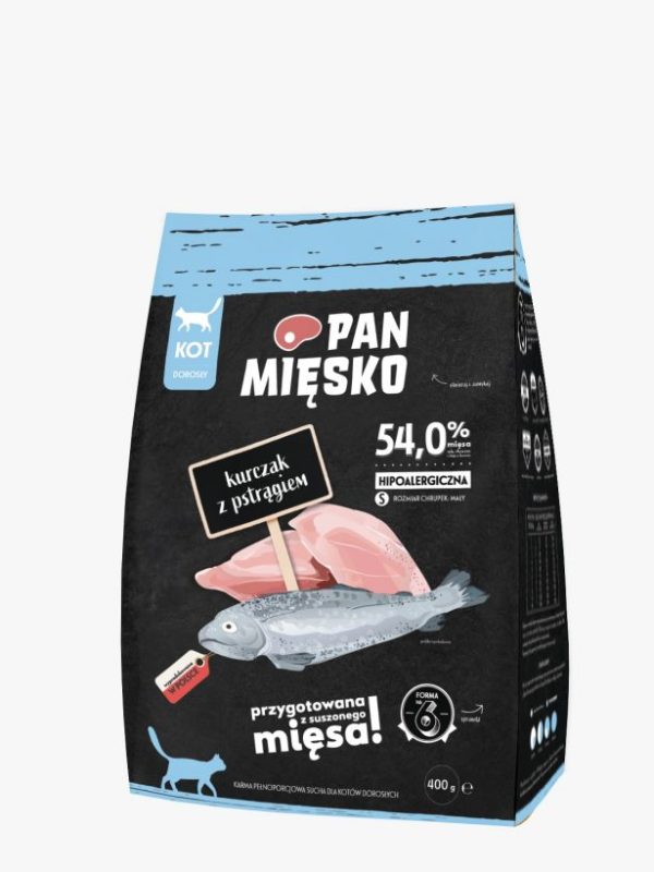 Pan Mięsko dla kota Kurczak z pstrągiem S 400g