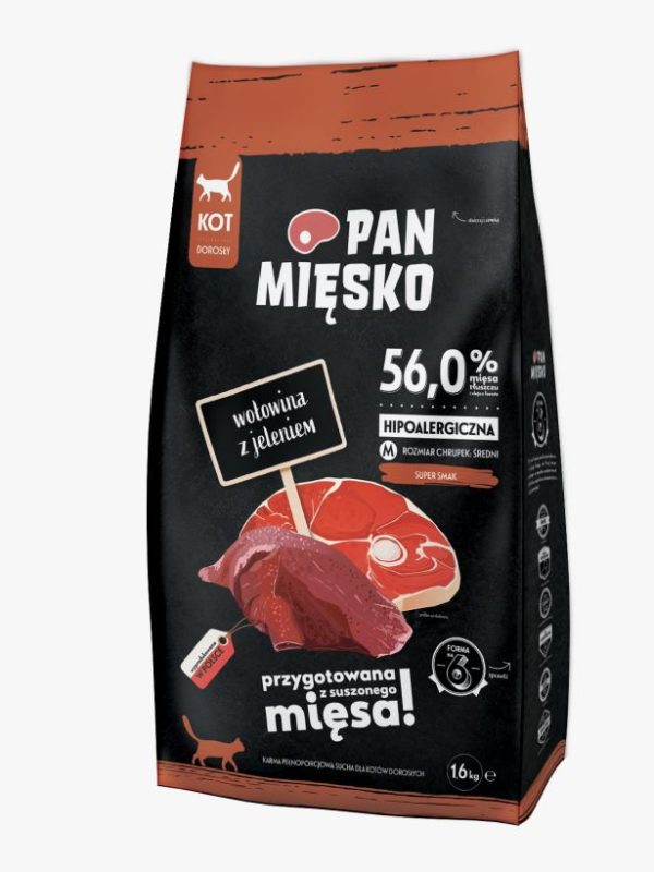 Pan Mięsko dla kota Wołowina z jeleniem M 1,6kg