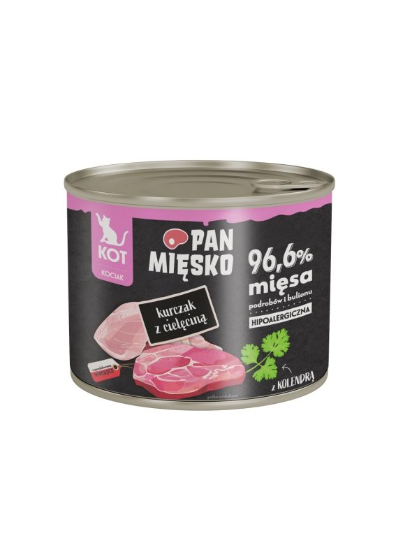 Pan Mięsko karma mokra dla kota Kurczak z cielęciną dla kociąt 200g