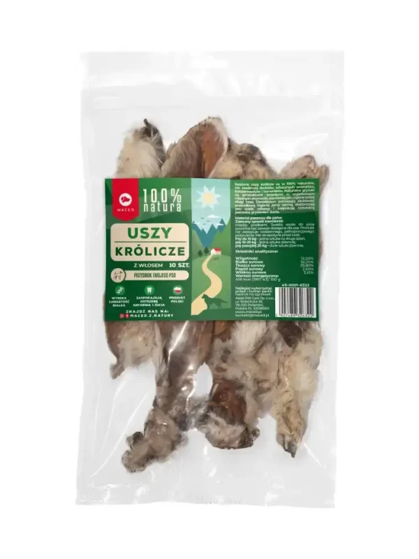 Uszy królicze z włosem 10szt