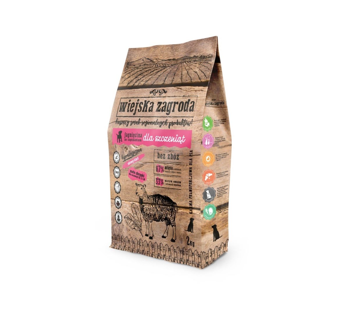 Wiejska Zagroda jagnięcina ze szpinakiem dla szczeniąt 2kg