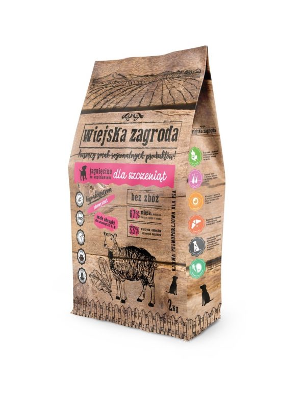 Wiejska Zagroda jagnięcina ze szpinakiem dla szczeniąt 2kg