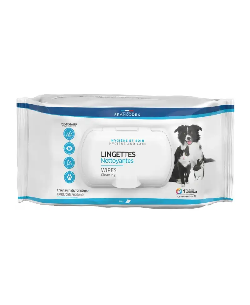 Francodex chusteczki do czyszczenia oczu, uszu, łap 80szt.