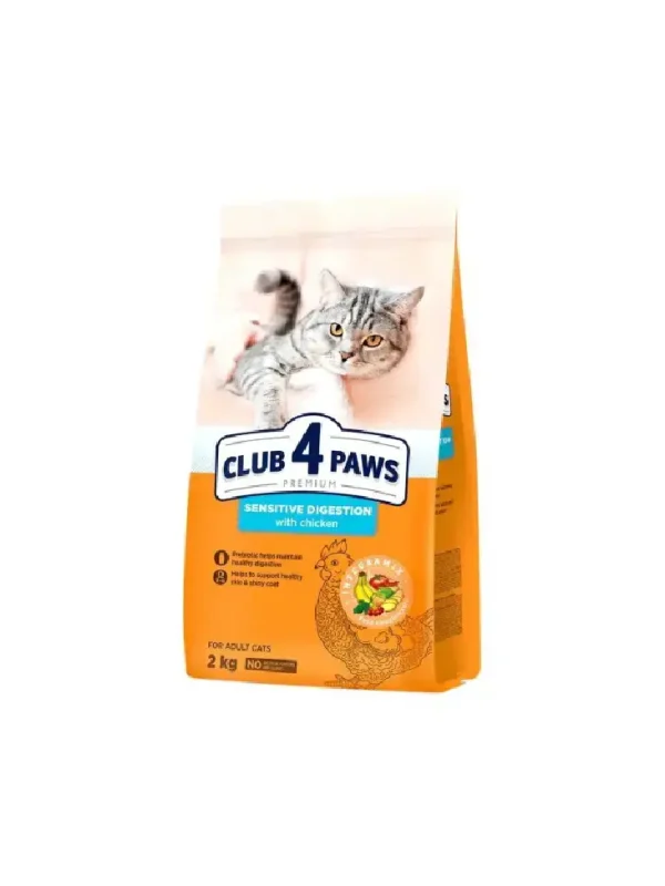 CLUB 4 PAWS Premium Kot karma sucha Sensitive digestion- z kurczakiem 2kg