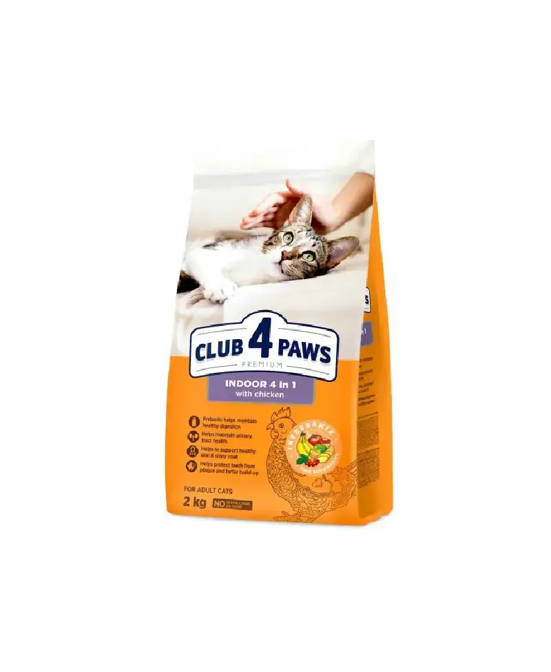 CLUB 4 PAWS Premium Kot karma sucha Indoor 4 w 1- z kurczakiem 2kg