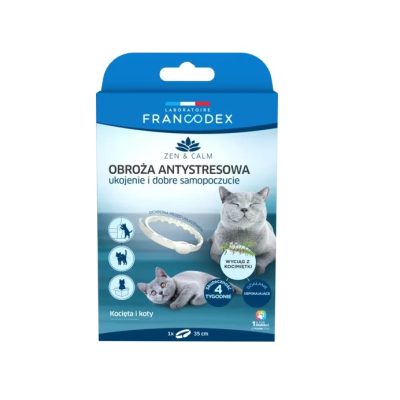 FRANCODEX Obroża antystresowa z kocimiętką dla kotów i kociąt, 35 cm