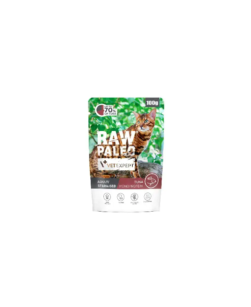 RAW PALEO 100g - mokra karma dla kotów dorosłych i sterylizowanych - tuńczyk