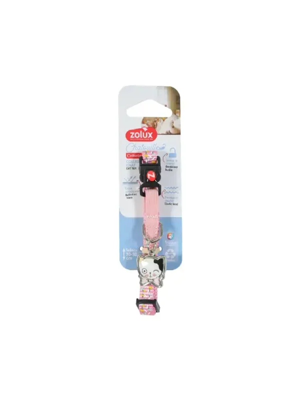 ZOLUX Obroża dla kota z zawieszką w kształcie kota CHATOUILLE różowa