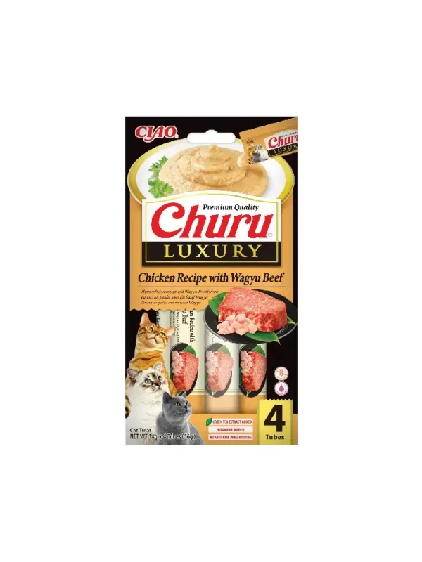Inaba Cat Churu Luxury Chicken Wagyu Beef 4 x tubka 14g
