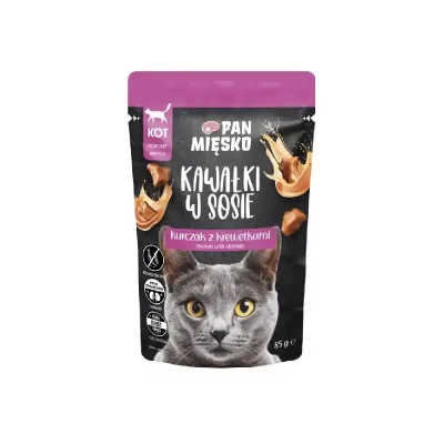 Pan Mięsko kot kawałki w sosie kurczak z krewetkami 85g