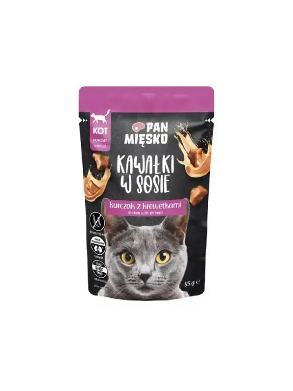 Pan Mięsko kot kawałki w sosie kurczak z krewetkami 85g