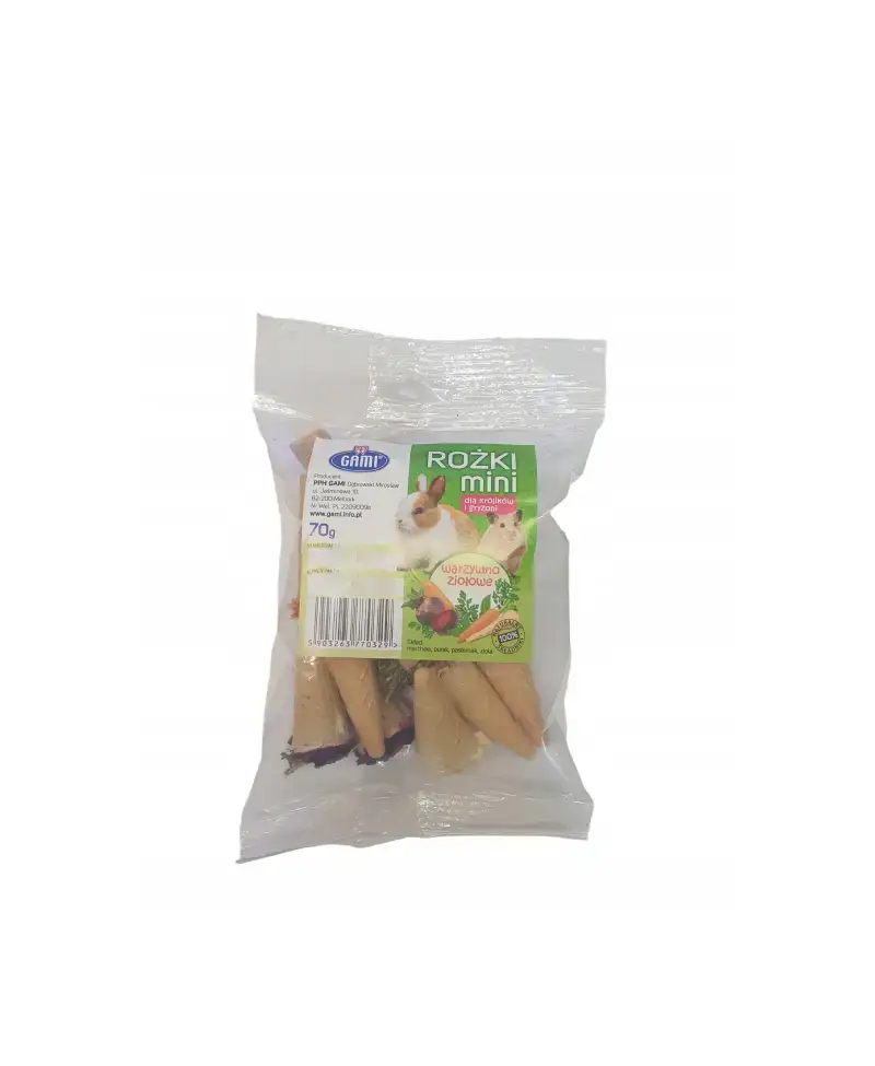 Gami przysmaki warzywne rożki mini dla gryzoni 12 szt 0,07 kg chomik królik